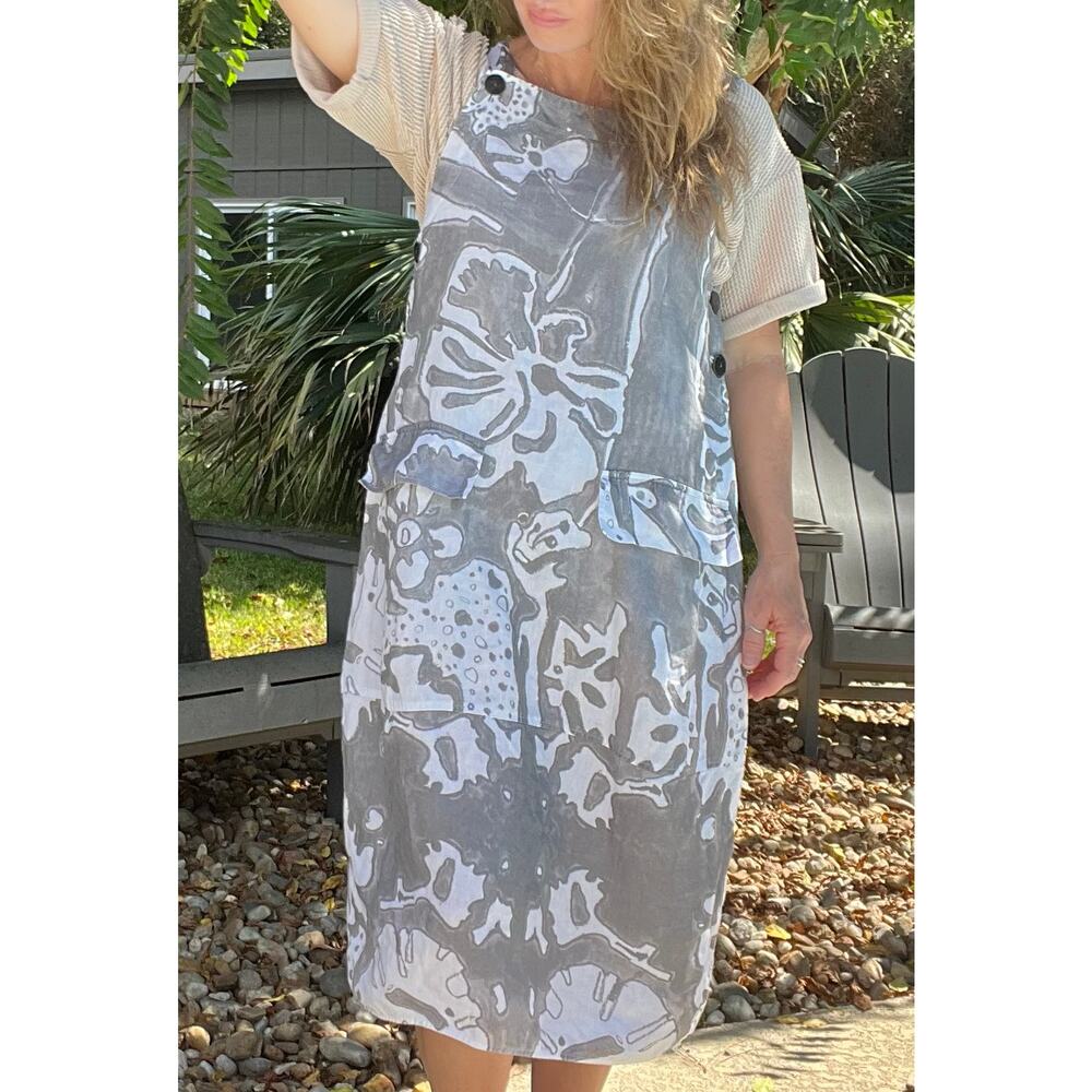 Grizas washed linen jumper dress